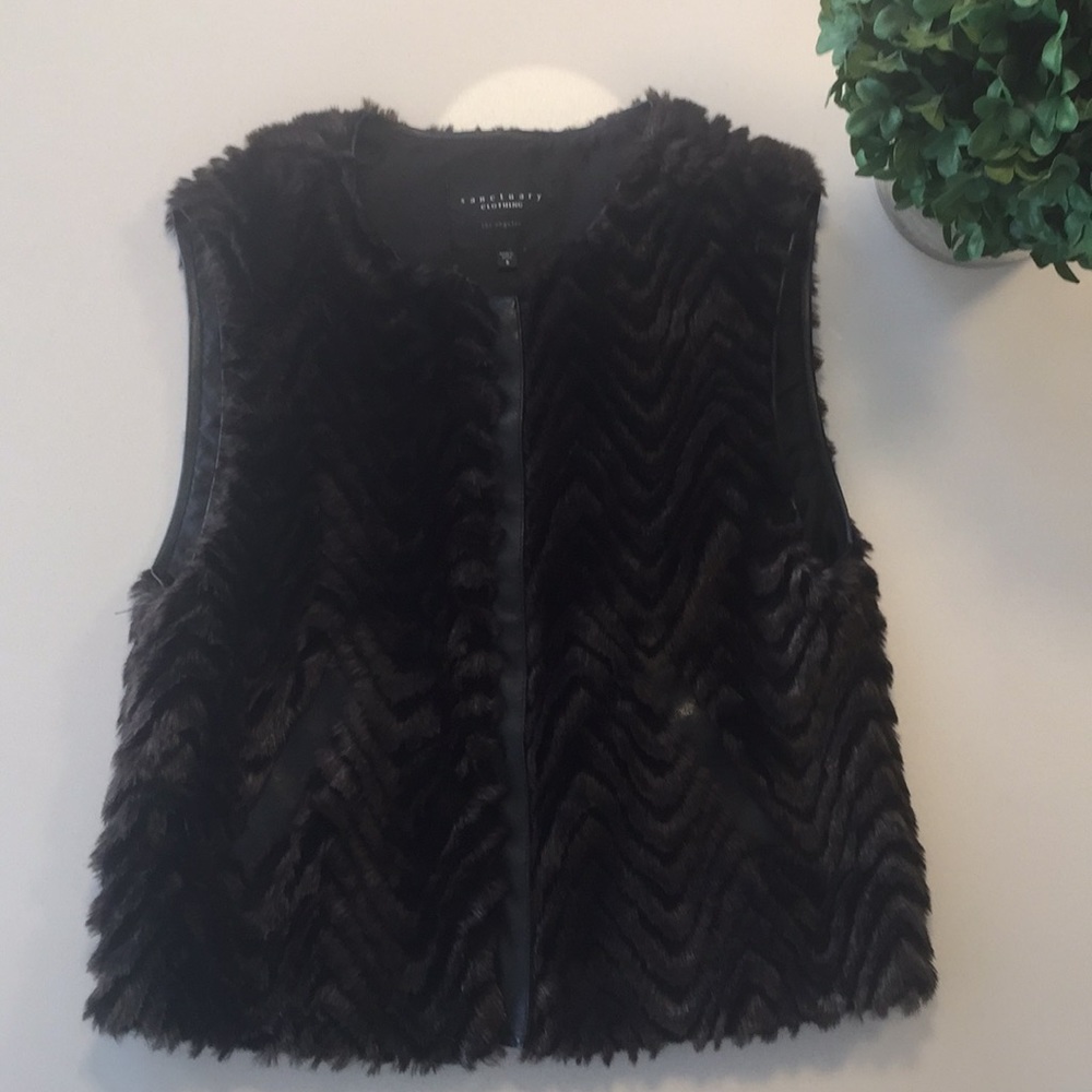 Sanctuary dark brown faux fur vest